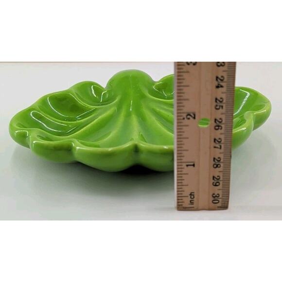Vibrant Green Ceramic Shell Trinket Dish Vintage Style Soap Candy Catchall Vtg - Picture 5 of 6